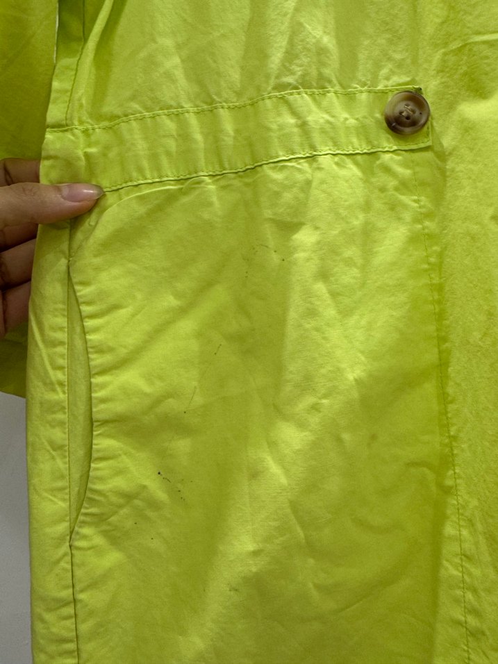 Sarı Mini Kadın Yağmurluk Düğmeli - Görsel 4