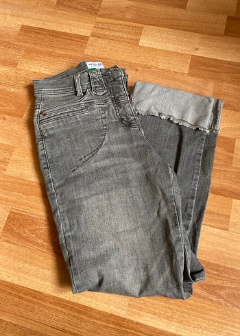 Gri Regular Fit Kadın Midi Denim Jean - Görsel 2