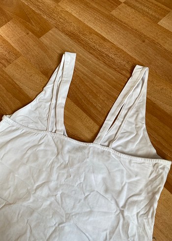 Beyaz Keten Askısız Kadın Atlet - Görsel 4