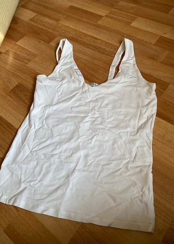 Beyaz Keten Askısız Kadın Atlet - Görsel 3