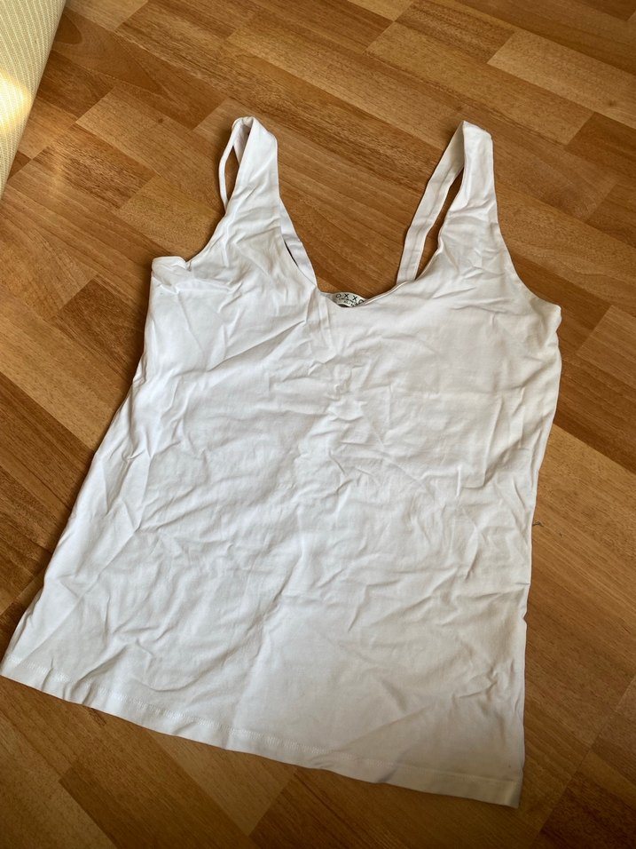 Beyaz Keten Askısız Kadın Atlet - Görsel 2