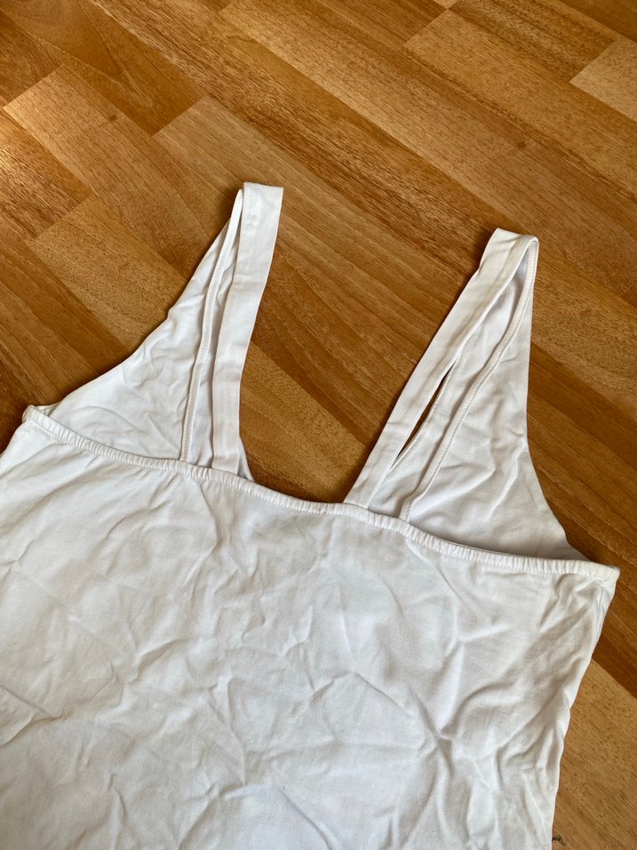 Beyaz Keten Askısız Kadın Atlet - Görsel 4