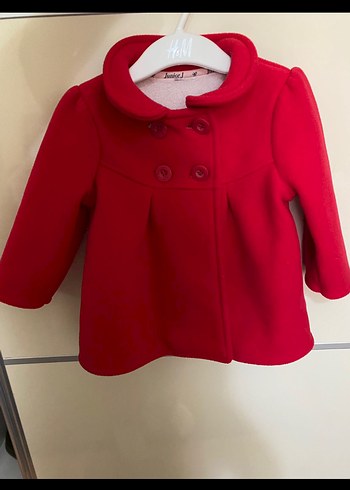 Kız Çocuk Kırmızı Düğmeli Kaban - Görsel 2