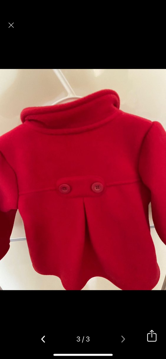 Kız Çocuk Kırmızı Düğmeli Kaban - Görsel 3