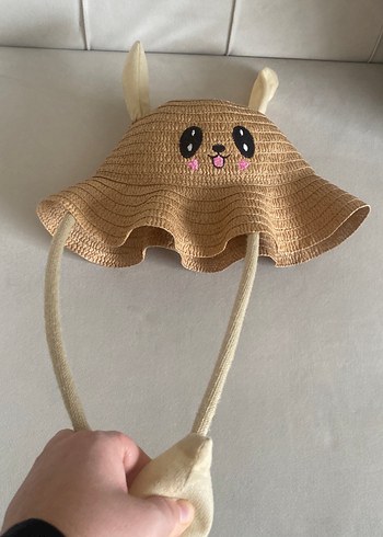 Nakışlı Bebek Şapkası Kulaklı Bej - Görsel 3