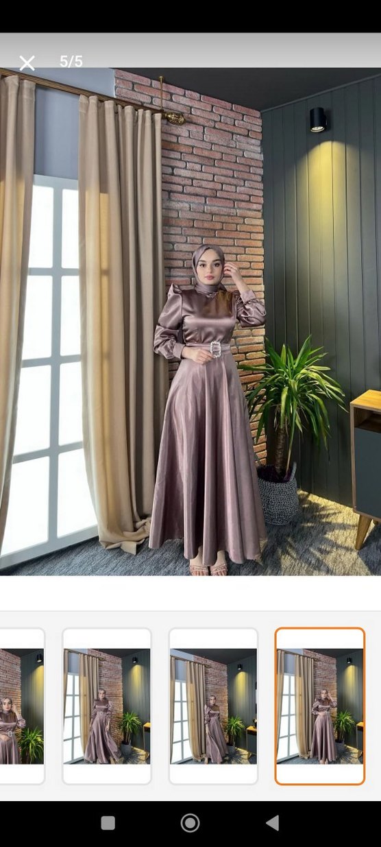 Gül kurusu Parlak Uzun saten Kadın Elbise - Görsel 2