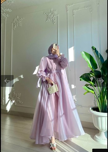 Lila Bohem kabarık prenses model abiye - Görsel 3