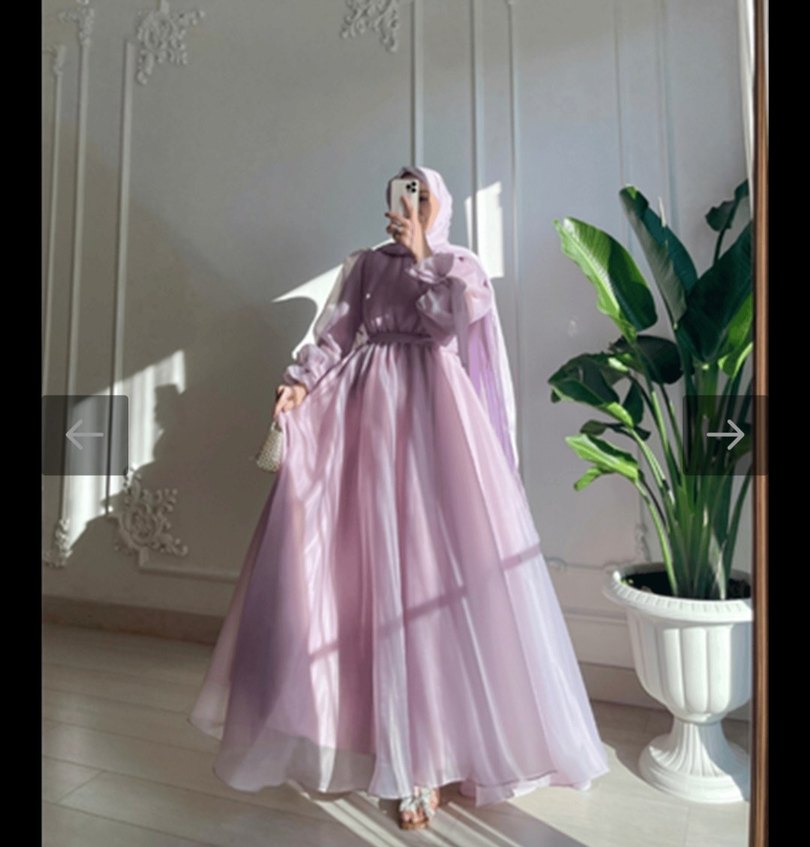 Lila Bohem kabarık prenses model abiye - Görsel 2