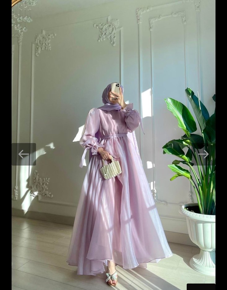 Lila Bohem kabarık prenses model abiye - Görsel 3