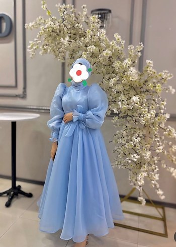 Bebe mavisi prenses Bohem kabarık Abiye - Görsel 2