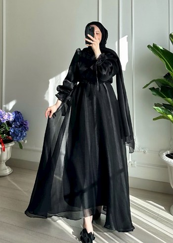 Siyah şık Drapeli Kadın abiye - Görsel 2