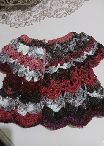 Bordo Bohem Desenli Kız Çocuk Triko - Görsel 5