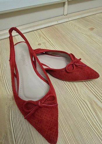 Kırmızı Süet Fiyonklu Stiletto Kadın Ayakkabı
