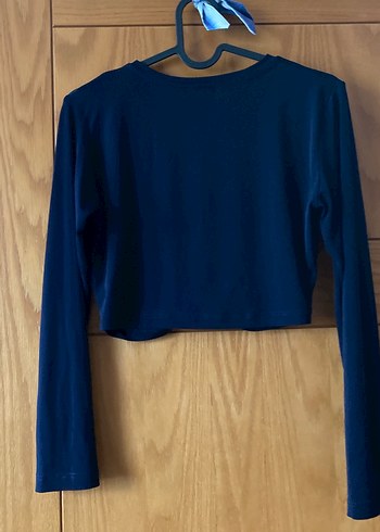 Uzun Kollu Drapeli Lacivert Bluz - Görsel 4