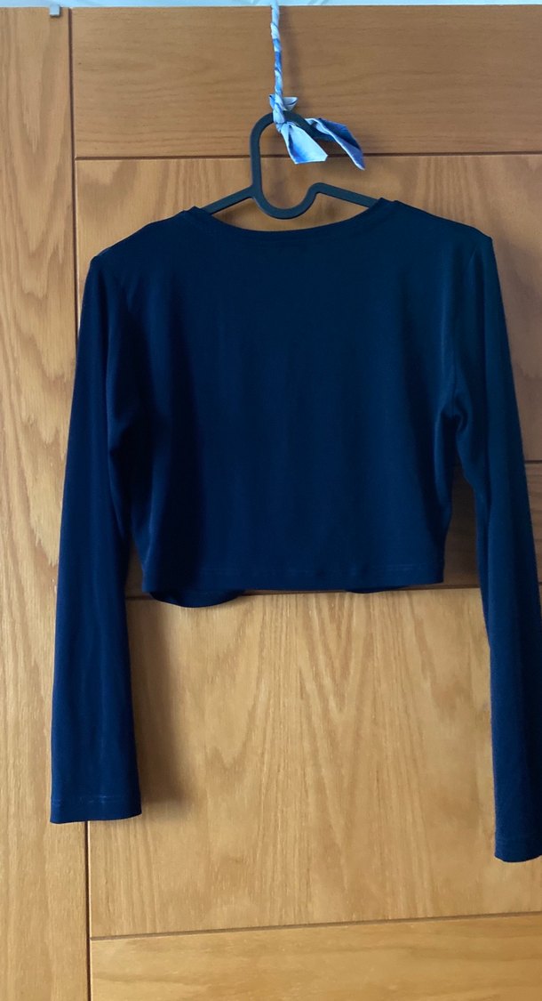 Uzun Kollu Drapeli Lacivert Bluz - Görsel 4