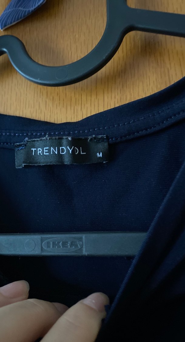 Uzun Kollu Drapeli Lacivert Bluz - Görsel 3