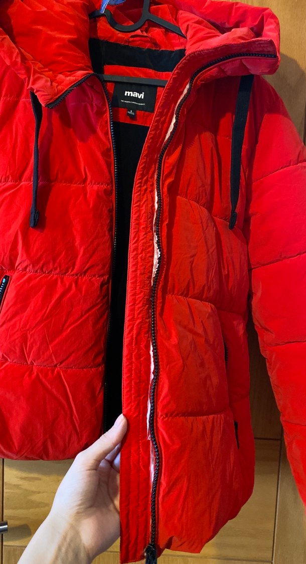 Kırmızı Fermuarlı Kadın Kışlık Ceket - Görsel 3