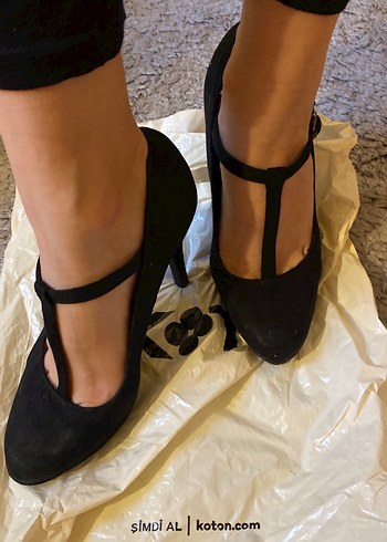 Siyah Goth Stiletto Tokalı Kadın Topuklu Ayakkabı - Görsel 2