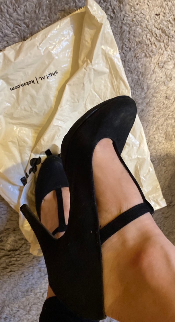 Siyah Goth Stiletto Tokalı Kadın Topuklu Ayakkabı - Görsel 3