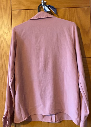 Düğmeli Gül Kurusu Kadın Gömlek - Görsel 3