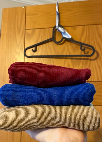 3 adet Kadın Balıkçı Yaka Uzun Kollu Bluz - Görsel 3