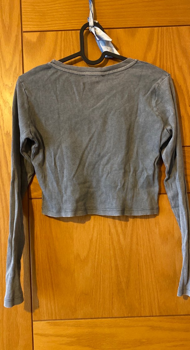 Gri Uzun Kollu Kadın Bluz - Görsel 3