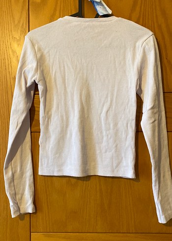 V Yaka Uzun Kollu Beyaz Kadın bluz - Görsel 2