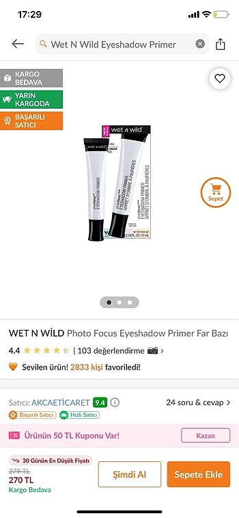Wet n wild eyeshadow primer