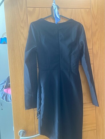 Siyah asimetrik elbise - Görsel 8