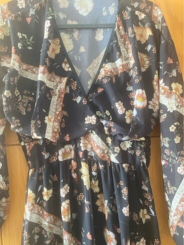 Kahverengi şifon elbise - Görsel 5