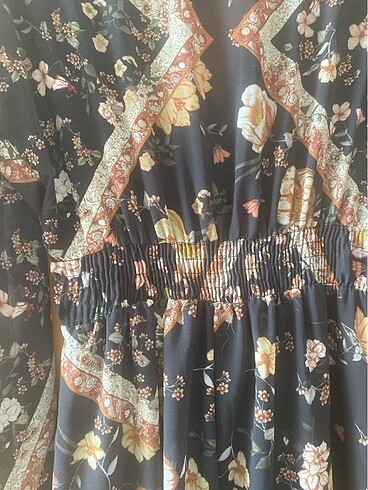 Kahverengi şifon elbise - Görsel 8