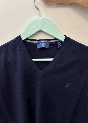 Erkek Lacivert V-Yaka Yün Kazak - Görsel 3