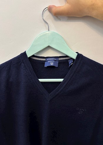 Erkek Lacivert V-Yaka Yün Kazak - Görsel 4