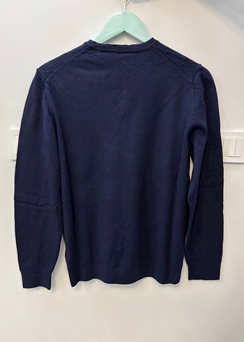 Erkek Lacivert V-Yaka Yün Kazak - Görsel 6