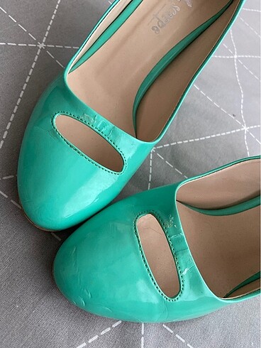 39 Beden Su yeşili topuklu ayakkabı