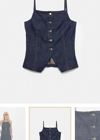 Düğmeli Lacivert Kot Straplez Yelek pull and bear - Görsel 2