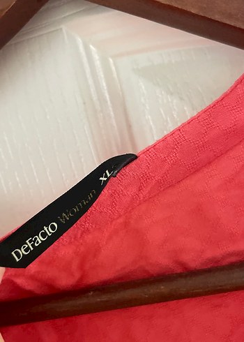 Defacto Düğmeli Kısa Kollu Pembe Keten Gömlek