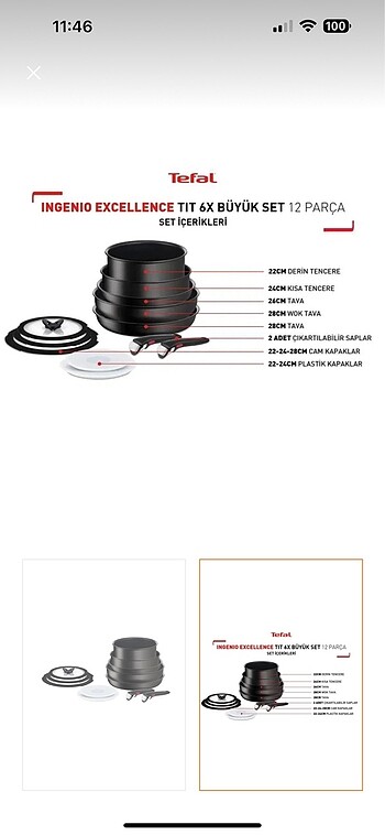 6x 12 parça Tefal tencere seti