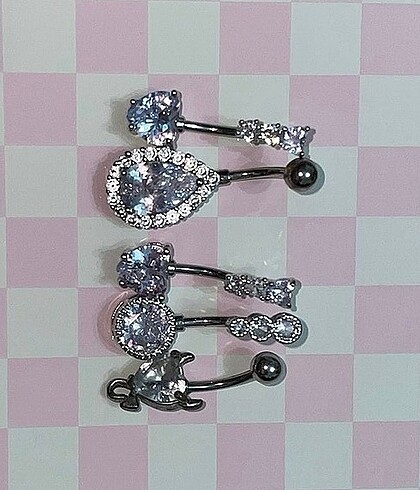 Göbek Piercing Çelik Taşlı Parlak