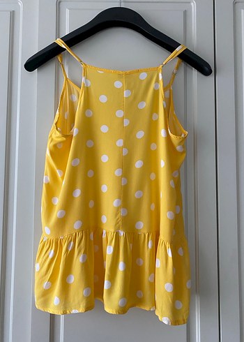 Sarı Puantiyeli Askılı Bluz - Görsel 2