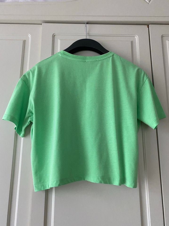 Yeşil Pamuklu Kadın Basic Tişört - Görsel 2