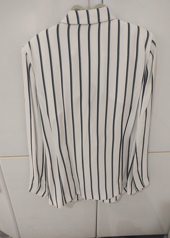 42 Beden beyaz Renk Çizgili Düğmeli Kadın Blazer Ceket