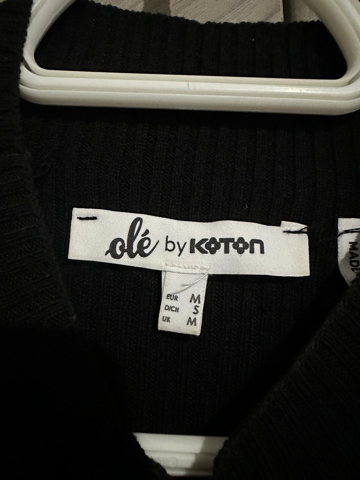 Uzun Kollu KOTON Yüksek Yakalı Siyah Triko Elbise - Görsel 3