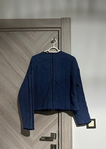 Kemerli Koyu Mavi Denim Kadın Ceket - Görsel 3