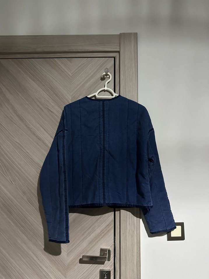 Kemerli Koyu Mavi Denim Kadın Ceket - Görsel 3