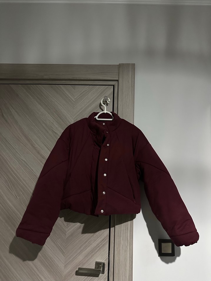 Bordo Kemerli Dik Yaka Kadın Ceket - Görsel 4