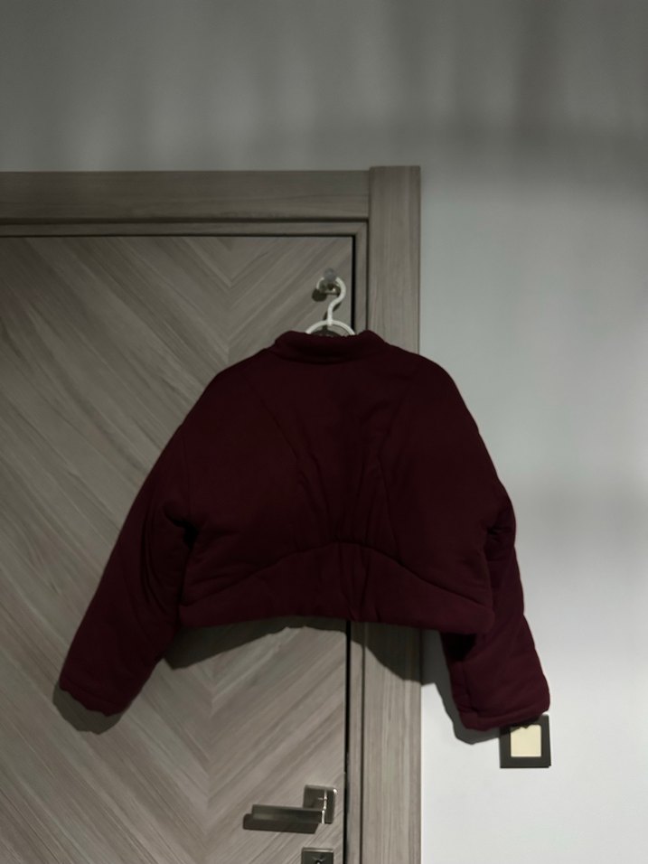 Bordo Kemerli Dik Yaka Kadın Ceket - Görsel 2