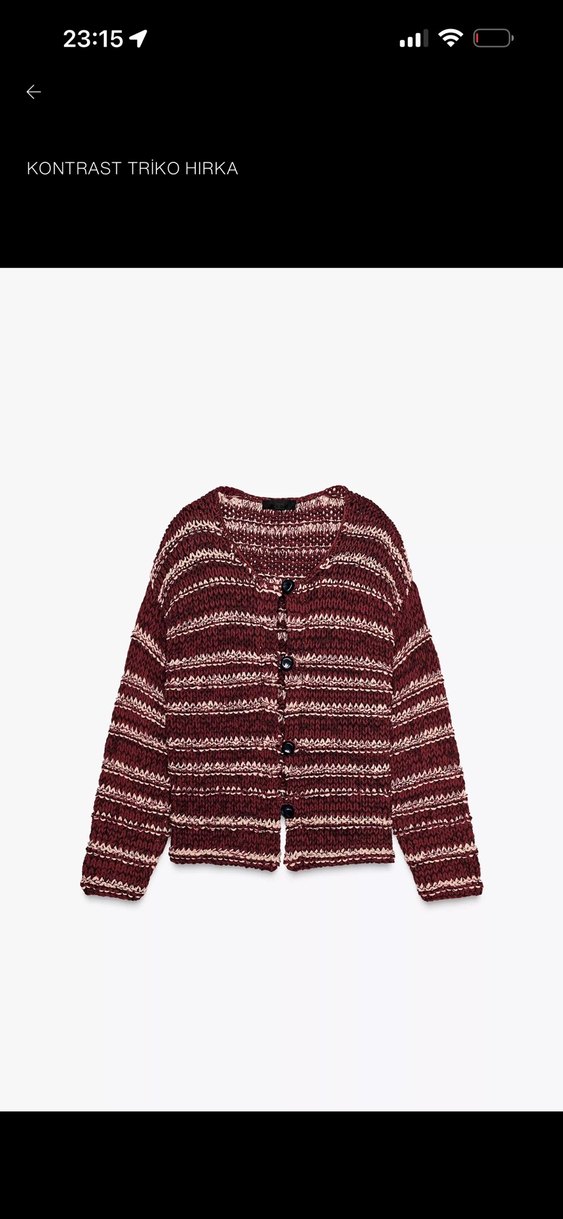 Bordo Çizgili Salaş Triko Kazak - Görsel 4