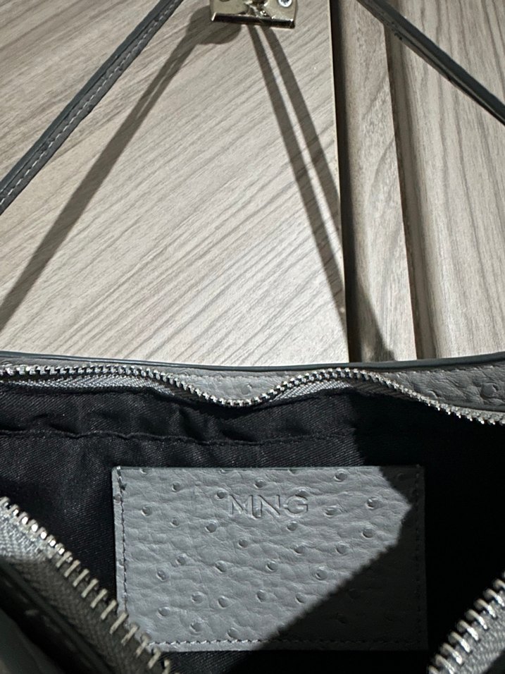 Gri Deri Yılan Desenli Kadın Çanta - Görsel 2