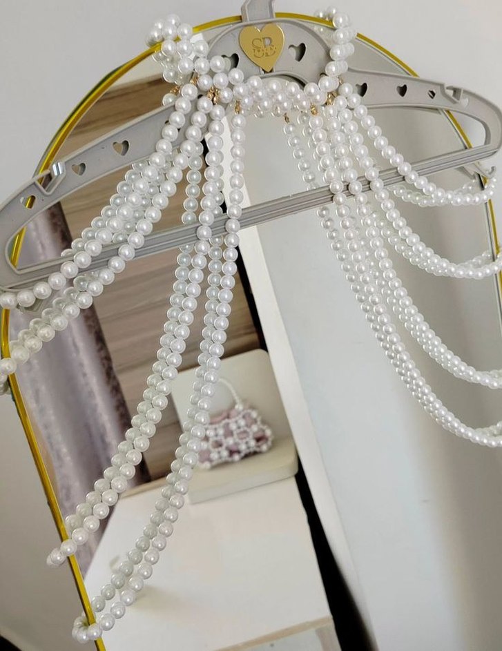 Uzun İşlemeli Beyaz Boncuklu Kadın Kolye - Görsel 2